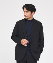ABAHOUSE GRAY | 【接触冷感/セットアップ対応】ナイロンジャガード ストレッチ ダブルジャケット(テーラードジャケット)
