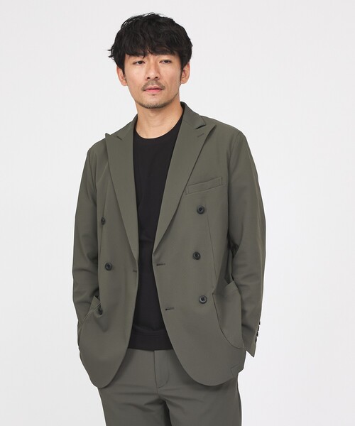 ABAHOUSE GRAY(アバハウスグレイ)の「【接触冷感/セットアップ対応】ナイロンジャガード ストレッチ ダブルジャケット(テーラードジャケット・メンズ・ブラック/ネイビー/カーキ・46/44/48/50)」の21枚目の写真