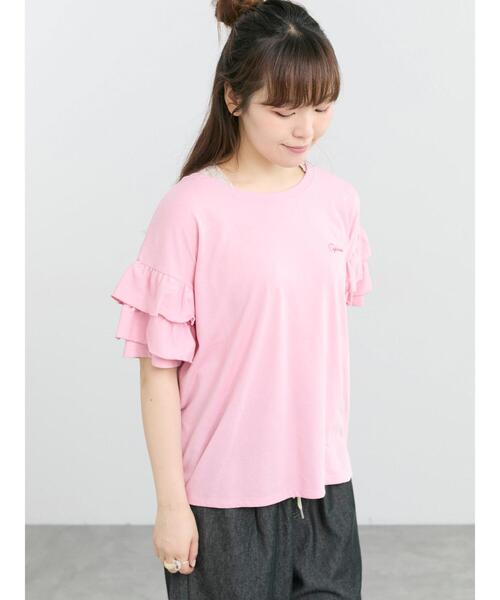 Samansa Mos2(サマンサ モスモス)の「【接触冷感/UVカット】フリル袖カットソー(Tシャツ/カットソー・レディース・ブルー/ブラック/オフホワイト/ピンク・F)」の19枚目の写真