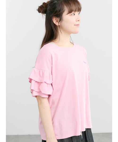 Samansa Mos2(サマンサ モスモス)の「【接触冷感/UVカット】フリル袖カットソー(Tシャツ/カットソー・レディース・ブルー/ブラック/オフホワイト/ピンク・F)」の20枚目の写真