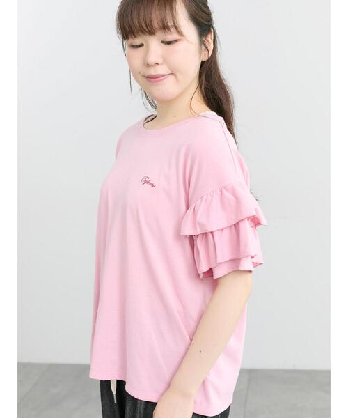 Samansa Mos2(サマンサ モスモス)の「【接触冷感/UVカット】フリル袖カットソー(Tシャツ/カットソー・レディース・ブルー/ブラック/オフホワイト/ピンク・F)」の22枚目の写真