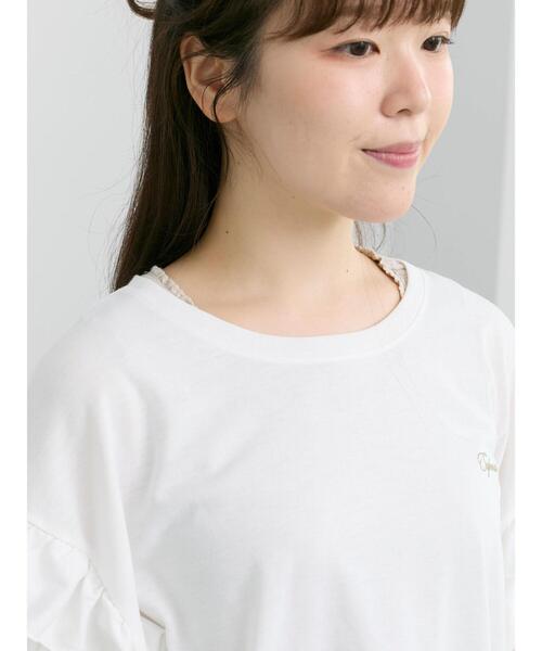 Samansa Mos2(サマンサ モスモス)の「【接触冷感/UVカット】フリル袖カットソー(Tシャツ/カットソー・レディース・ブルー/ブラック/オフホワイト/ピンク・F)」の8枚目の写真