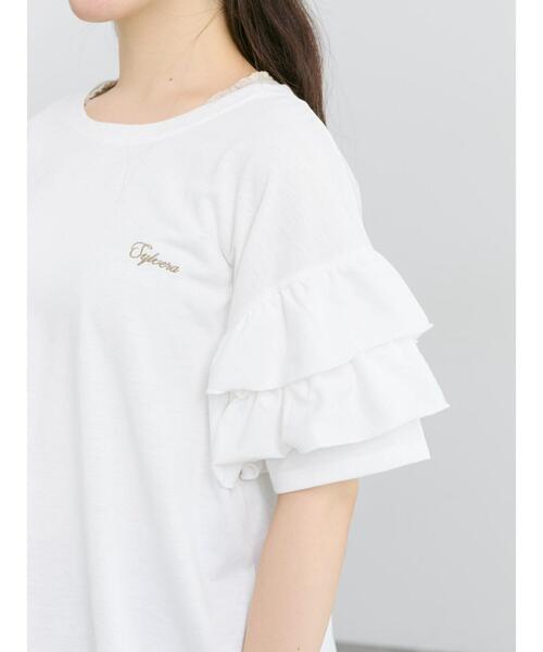 Samansa Mos2(サマンサ モスモス)の「【接触冷感/UVカット】フリル袖カットソー(Tシャツ/カットソー・レディース・ブルー/ブラック/オフホワイト/ピンク・F)」の9枚目の写真
