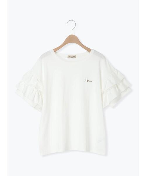 Samansa Mos2(サマンサ モスモス)の「【接触冷感/UVカット】フリル袖カットソー(Tシャツ/カットソー・レディース・ブルー/ブラック/オフホワイト/ピンク・F)」の11枚目の写真