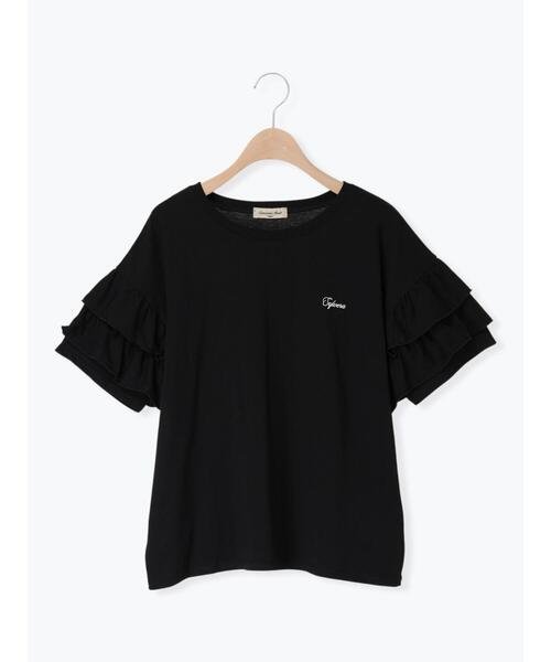 Samansa Mos2(サマンサ モスモス)の「【接触冷感/UVカット】フリル袖カットソー(Tシャツ/カットソー・レディース・ブルー/ブラック/オフホワイト/ピンク・F)」の12枚目の写真