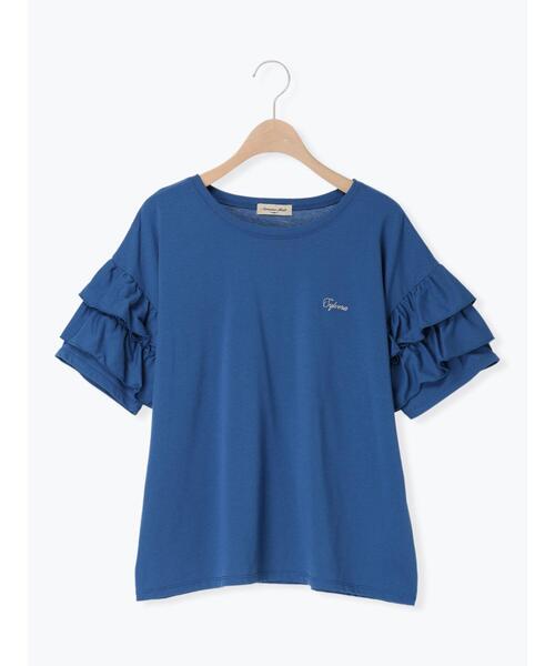 Samansa Mos2(サマンサ モスモス)の「【接触冷感/UVカット】フリル袖カットソー(Tシャツ/カットソー・レディース・ブルー/ブラック/オフホワイト/ピンク・F)」の13枚目の写真