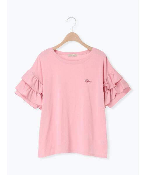 Samansa Mos2(サマンサ モスモス)の「【接触冷感/UVカット】フリル袖カットソー(Tシャツ/カットソー・レディース・ブルー/ブラック/オフホワイト/ピンク・F)」の14枚目の写真