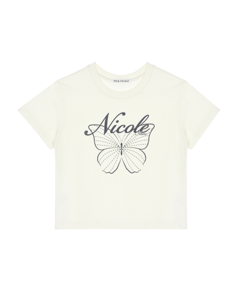NICK&NICOLE(ニックアンドニコール)の「NICOLE BUTTERFLY CROP TOP_CREAM CHARCOAL(Tシャツ/カットソー・レディース・その他・FREE)」の4枚目の写真
