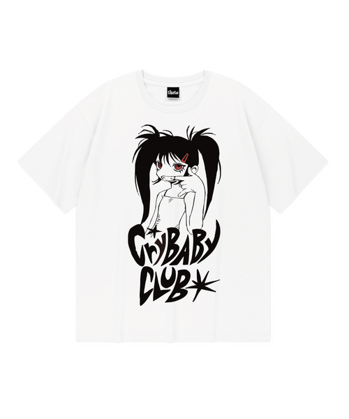 CRYBABYCLUB(クライベイビークラブ)の「レッドアイ 半袖Tシャツ_ホワイト(Tシャツ/カットソー・レディース・ホワイト・LARGE/SMALL/MEDIUM/X-LARGE)」の1枚目の写真