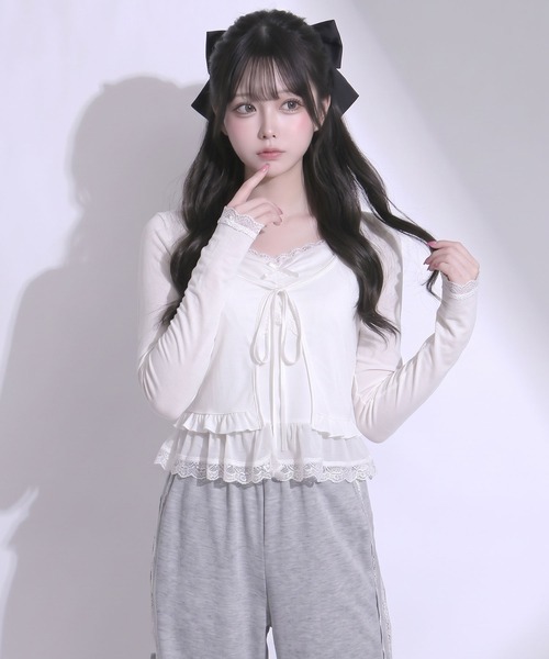 DearMyLoveRose(ディアマイラブローズ)の「フリルキャミソール×ボレロカーディガンセット【大きいサイズあり】(カーディガン/ボレロ・レディース・ホワイト/ブラック・L~LL/M-L/LL~3L)」の15枚目の写真