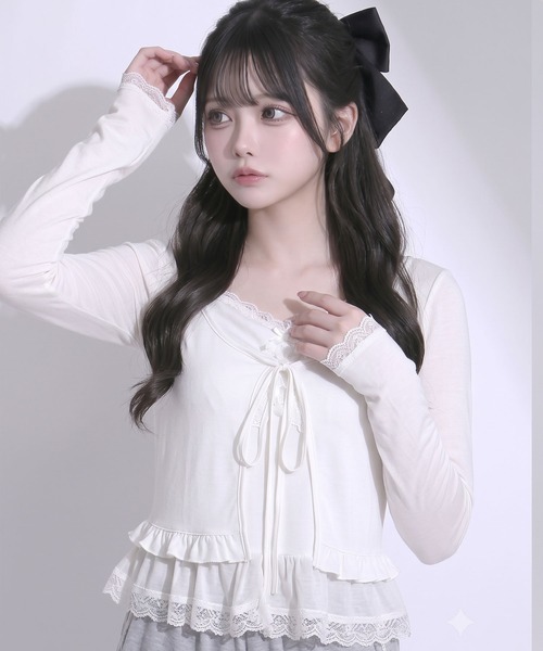 DearMyLoveRose(ディアマイラブローズ)の「フリルキャミソール×ボレロカーディガンセット【大きいサイズあり】(カーディガン/ボレロ・レディース・ホワイト/ブラック・L~LL/M-L/LL~3L)」の16枚目の写真