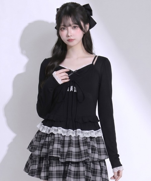 DearMyLoveRose(ディアマイラブローズ)の「フリルキャミソール×ボレロカーディガンセット【大きいサイズあり】(カーディガン/ボレロ・レディース・ホワイト/ブラック・L~LL/M-L/LL~3L)」の8枚目の写真