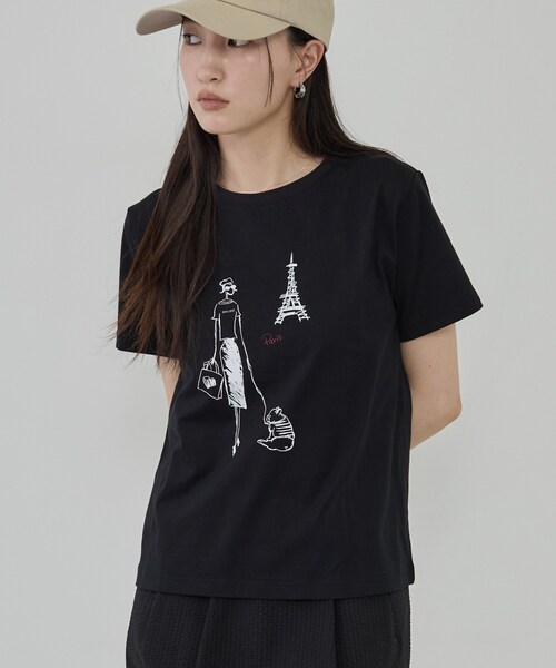 GALLEST(ギャレスト)の「フレンチブルTシャツ(Tシャツ/カットソー・レディース・ホワイト/ブラック・38)」の2枚目の写真