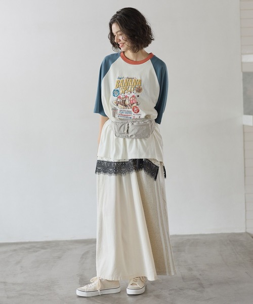 niko and...(ニコアンド)の「スウェットデニム切替えスカート(デニムスカート・レディース・インディゴブルー/アイボリー・FREE)」の1枚目の写真