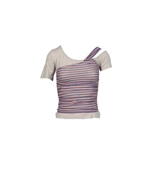 Anomalies Department（アノマリーズディパートメント）の「LAYERING DECONSTRUCTED STRIPED TOPS（Tシャツ/カットソー）」