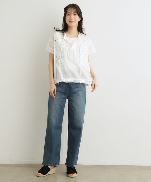 LAURA ASHLEY(ローラアシュレイ)の「【洗える/コットン100%】カットワークレースブラウス(シャツ/ブラウス・レディース・ブラック/オフホワイト・38)」の9枚目の写真