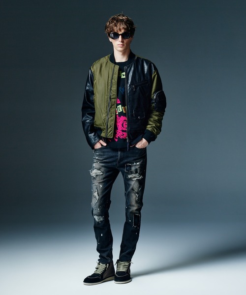glamb（グラム）の「Leather Mid-Cut Sneakers / レザーミッドカットスニーカー（スニーカー・メンズ・ブラック/カーキ・25/26/27/28）」の6枚目の写真