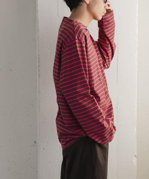FORK&SPOON（フォークアンドスプーン）の「FORK&SPOON　ボートネックボーダー（Tシャツ/カットソー・メンズ・グリーン系その他/ブラウン系その他/イエロー系その他・5/4）」の2枚目の写真