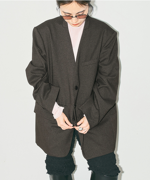 CITYSHOP(シティーショップ)の「TWEED 2WAY ジャケット(その他アウター・レディース・ブラウン/チャコールグレー・38/36)」の9枚目の写真