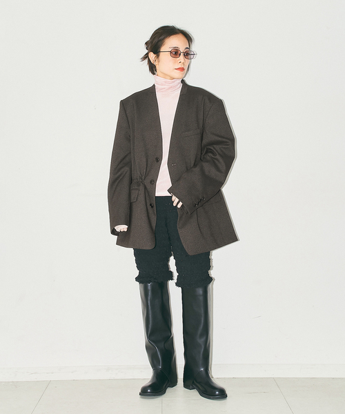 CITYSHOP(シティーショップ)の「TWEED 2WAY ジャケット(その他アウター・レディース・ブラウン/チャコールグレー・38/36)」の10枚目の写真