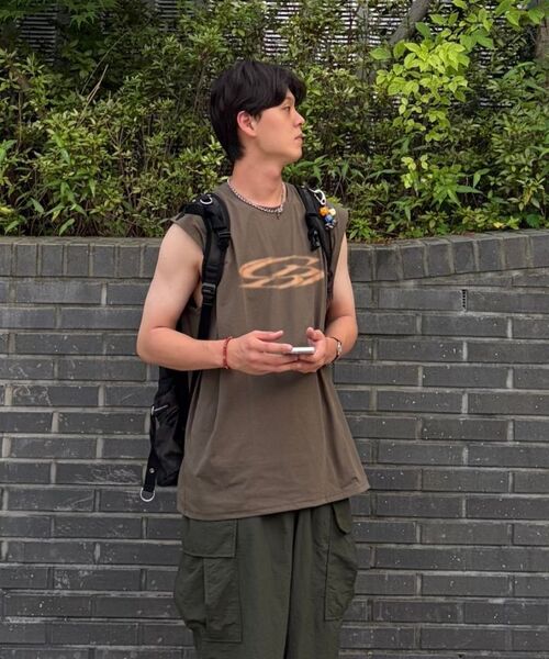 CARGOBROS（カーゴブロス）の「ヴィンテージサークルロゴドライフィットスリーブレス（チャコール）（Tシャツ/カットソー・メンズ・その他・X-LARGE/2XL）」の8枚目の写真