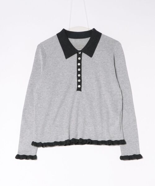 MAGASIN DE MODE Chou Chou（マガジンデモードシュシュ）の「【MAGASIN DE MODE Chou Chou】ニットポロシャツ SNF（ニット/セーター・レディース・アイボリー/ブラック/グレー・FREE）」の3枚目の写真