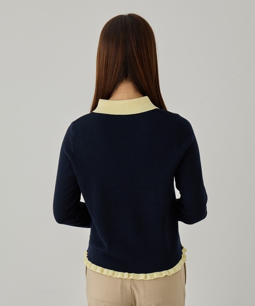 MAGASIN DE MODE Chou Chou（マガジンデモードシュシュ）の「【MAGASIN DE MODE Chou Chou】ニットポロシャツ SNF（ニット/セーター・レディース・アイボリー/ブラック/グレー・FREE）」の7枚目の写真