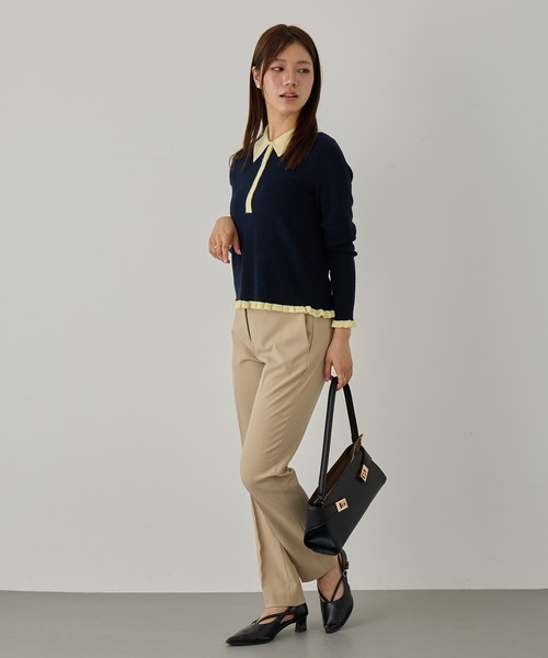 MAGASIN DE MODE Chou Chou（マガジンデモードシュシュ）の「【MAGASIN DE MODE Chou Chou】ニットポロシャツ SNF（ニット/セーター・レディース・アイボリー/ブラック/グレー・FREE）」の9枚目の写真