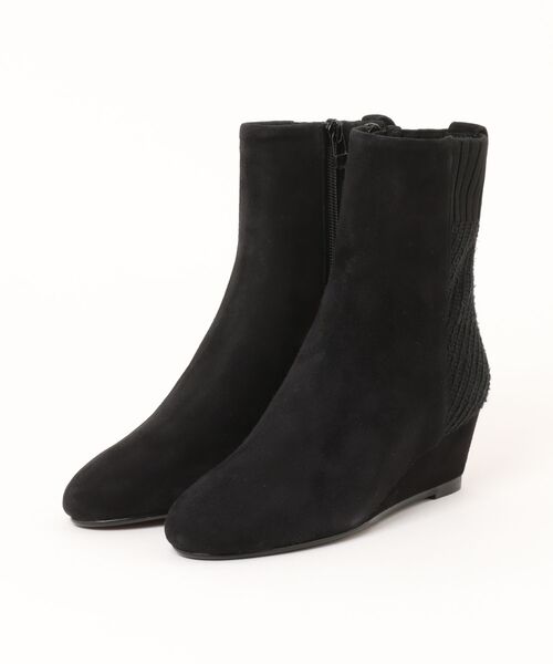 LANVIN collection(ランバン コレクション)の「バックニットウェッジショートブーツ(ブーツ・レディース・サンドベージュ/ブラック・23.0cm/23.5cm/24.0cm/24.5cm/22.5cm)」の1枚目の写真