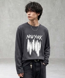 プリントちょいショート丈ゆるロンT