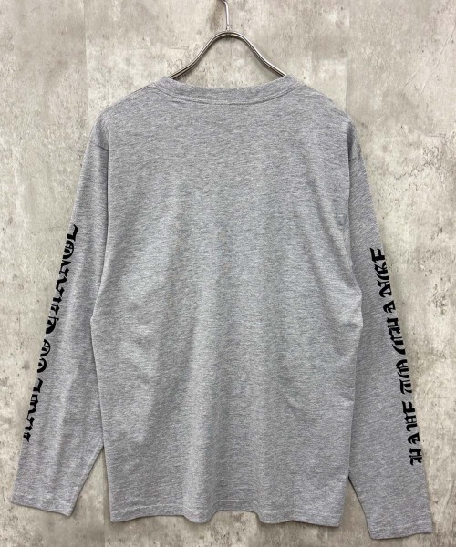 SHISKY(シスキー)の「プリントちょいショート丈ゆるロンT(Tシャツ/カットソー・メンズ・ネイビー/ブラック/オートミール/オフホワイト/チャコールグレー/ブラック系1/ホワイト系1/杢グレー・XL/L/M)」の22枚目の写真