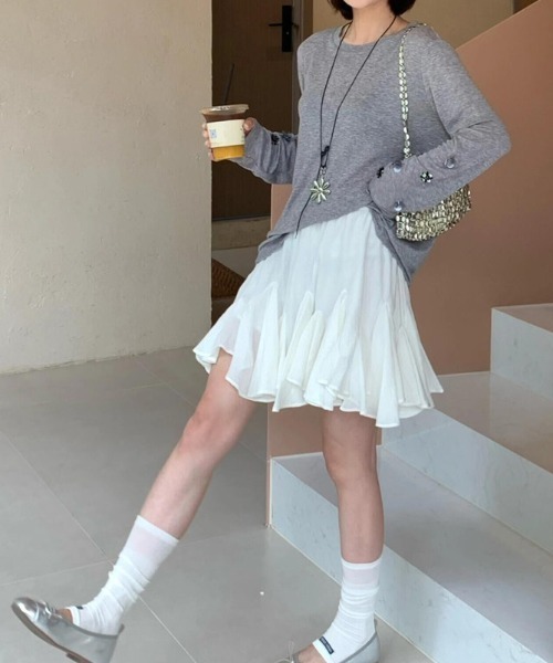 Vipoa(ヴィポア)の「Fairy frill mini skirt(スカート・レディース・ブラック/ホワイト・FREE)」の20枚目の写真