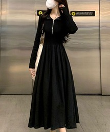 タイトフレアロングワンピース
