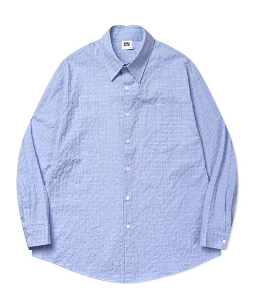 GRAYBLVD（グレイブラバット）の「デイベン シアサッカーチェックシャツ（ブルー）（シャツ/ブラウス・レディース・その他・MEDIUM/LARGE）」の3枚目の写真