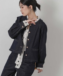 OVER DENIM JACKET with PEARL/オーバーデニムジャケットウィズパール