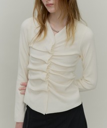 Front Gathered Knit Cardigan / フロントギャザーカーディガン