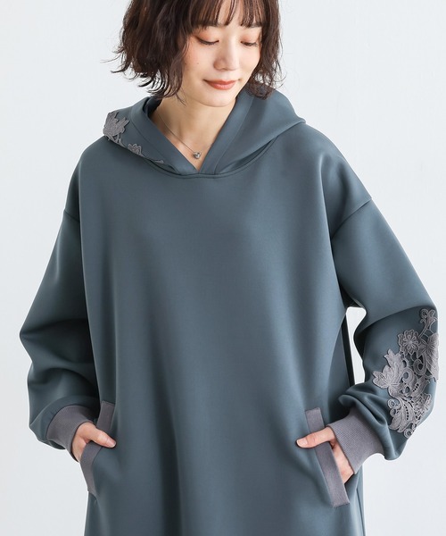 n'OrLABEL(ノアールレーベル)の「モチーフレース付フードワンピース(ワンピース・レディース・カーキ/ブラック/ブルーグリーン・FREE)」の12枚目の写真