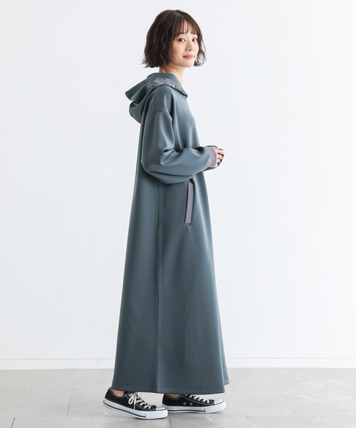 n'OrLABEL(ノアールレーベル)の「モチーフレース付フードワンピース(ワンピース・レディース・カーキ/ブラック/ブルーグリーン・FREE)」の14枚目の写真