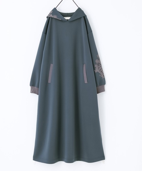 n'OrLABEL(ノアールレーベル)の「モチーフレース付フードワンピース(ワンピース・レディース・カーキ/ブラック/ブルーグリーン・FREE)」の17枚目の写真