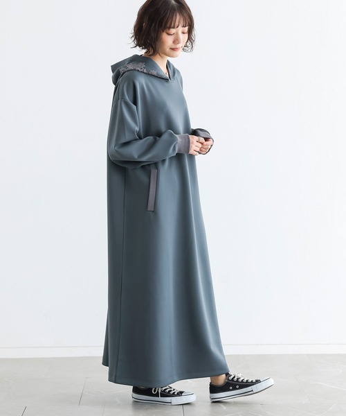 n'OrLABEL(ノアールレーベル)の「モチーフレース付フードワンピース(ワンピース・レディース・カーキ/ブラック/ブルーグリーン・FREE)」の13枚目の写真