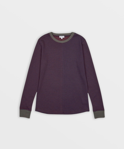 SAFARISPOT(サファリスポット)の「ブロックストライプロングスリーブ (バーガンディ/ネイビー/カーキ)(Tシャツ/カットソー・レディース・その他・1)」の1枚目の写真
