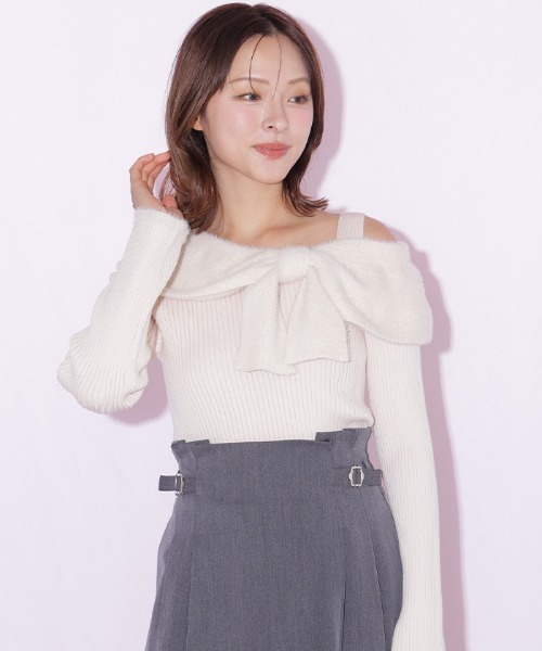 JILL by JILL STUART(ジルバイジルスチュアート)の「フェザーアシメリボンニット(ニット/セーター・レディース・ブラック/ピンク/ホワイト・FREE)」の17枚目の写真
