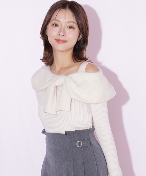 JILL by JILL STUART(ジルバイジルスチュアート)の「フェザーアシメリボンニット(ニット/セーター・レディース・ブラック/ピンク/ホワイト・FREE)」の19枚目の写真