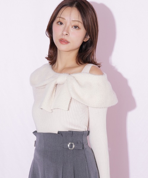 JILL by JILL STUART(ジルバイジルスチュアート)の「フェザーアシメリボンニット(ニット/セーター・レディース・ブラック/ピンク/ホワイト・FREE)」の22枚目の写真