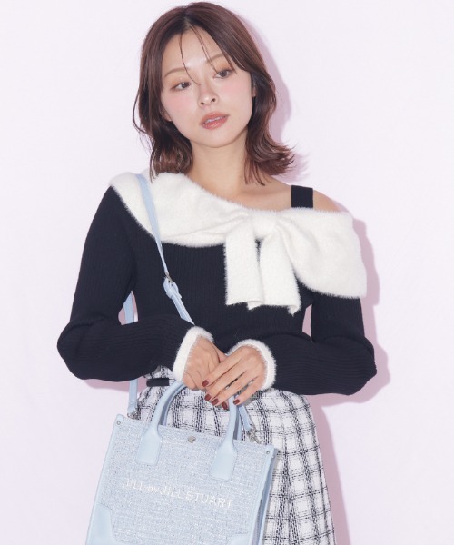 JILL by JILL STUART(ジルバイジルスチュアート)の「フェザーアシメリボンニット(ニット/セーター・レディース・ブラック/ピンク/ホワイト・FREE)」の11枚目の写真