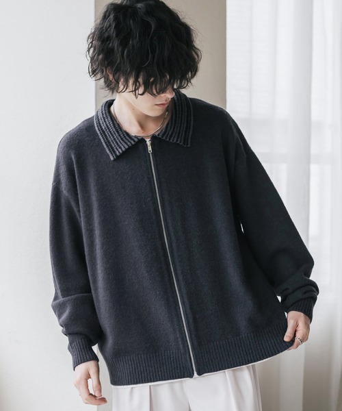 Rocky Monroe（ロッキーモンロー）の「オーバーサイズカラーラペルドライバーズニットジャケット（ニット/セーター・メンズ・チャコール/ブラウン/ブラック・M/L/XL）」の10枚目の写真
