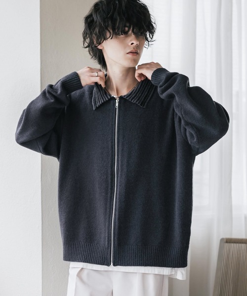 Rocky Monroe（ロッキーモンロー）の「オーバーサイズカラーラペルドライバーズニットジャケット（ニット/セーター・メンズ・チャコール/ブラウン/ブラック・M/L/XL）」の11枚目の写真