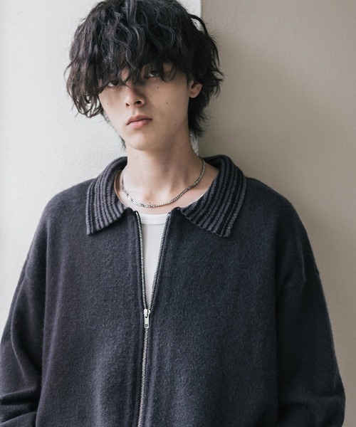 Rocky Monroe（ロッキーモンロー）の「オーバーサイズカラーラペルドライバーズニットジャケット（ニット/セーター・メンズ・チャコール/ブラウン/ブラック・M/L/XL）」の13枚目の写真