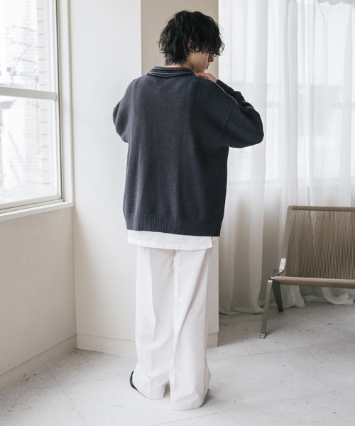 Rocky Monroe（ロッキーモンロー）の「オーバーサイズカラーラペルドライバーズニットジャケット（ニット/セーター・メンズ・チャコール/ブラウン/ブラック・M/L/XL）」の15枚目の写真