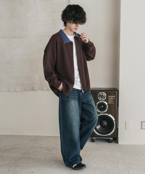Rocky Monroe（ロッキーモンロー）の「オーバーサイズカラーラペルドライバーズニットジャケット（ニット/セーター・メンズ・チャコール/ブラウン/ブラック・M/L/XL）」の20枚目の写真